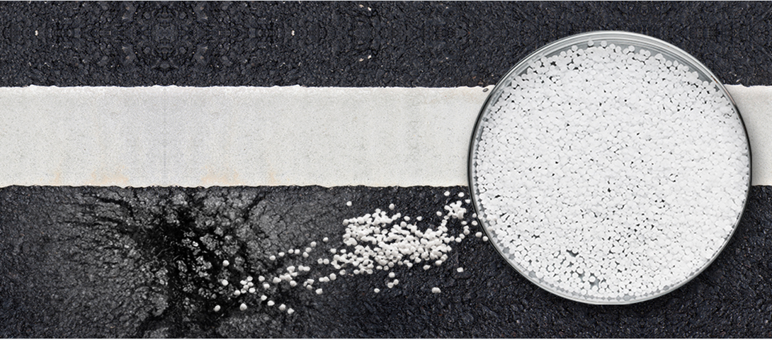 Asphalt Reformer – SBS,  Increasing the Lifespan of Asphalt    SBS Styrene Butadiene Styrene LG Chem Petrochemicals Special resin showing the properties of plastic and rubber at the same time